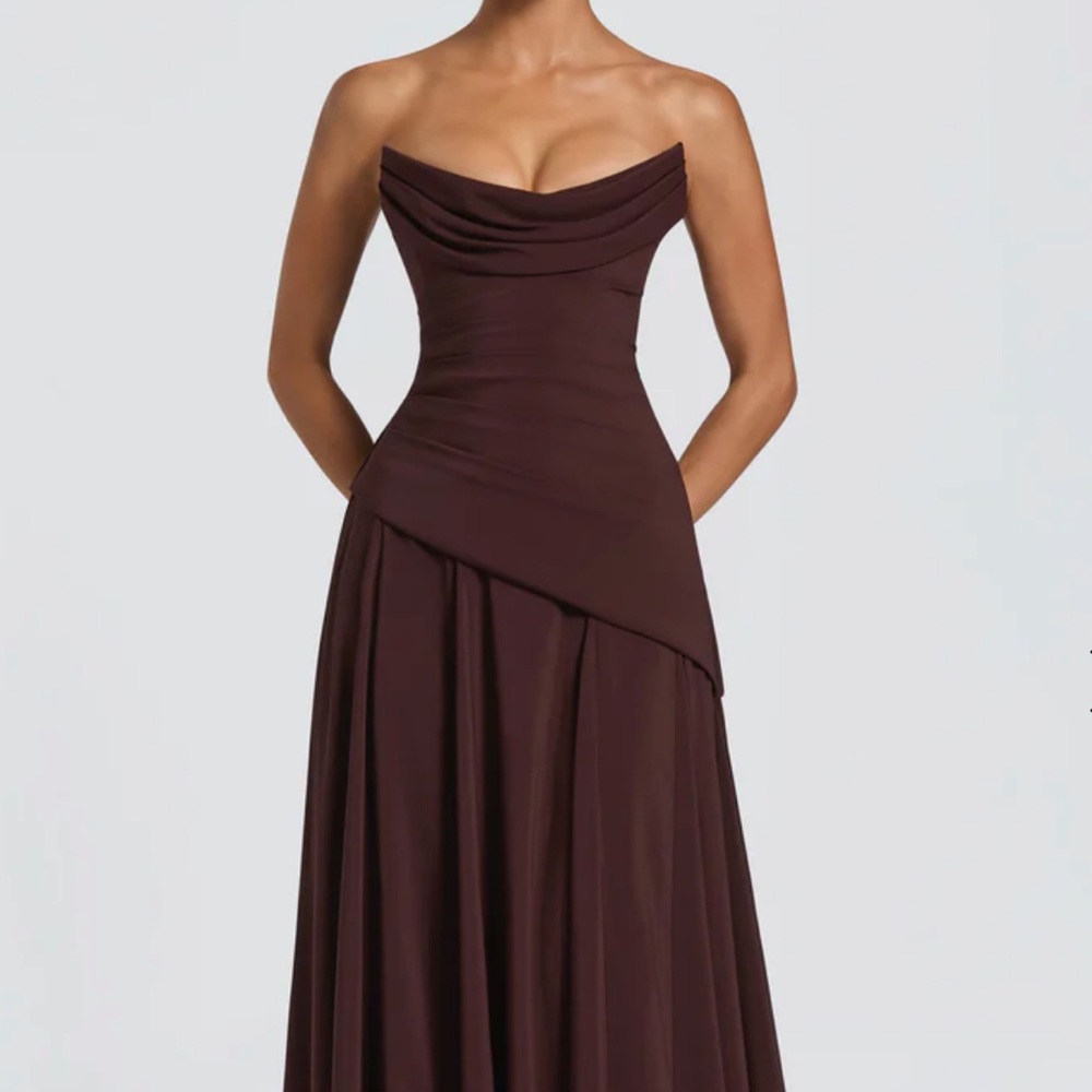 Babyboo Patricia Strapless Plum Brown Evening Gown